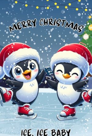Ice Ice Baby Christmas Cards – Adorable Skating Penguins