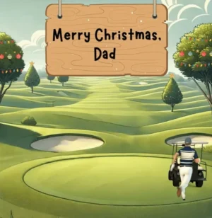 Funny Christmas Card – Fore! A Hole-in-One for Golfing Dads!