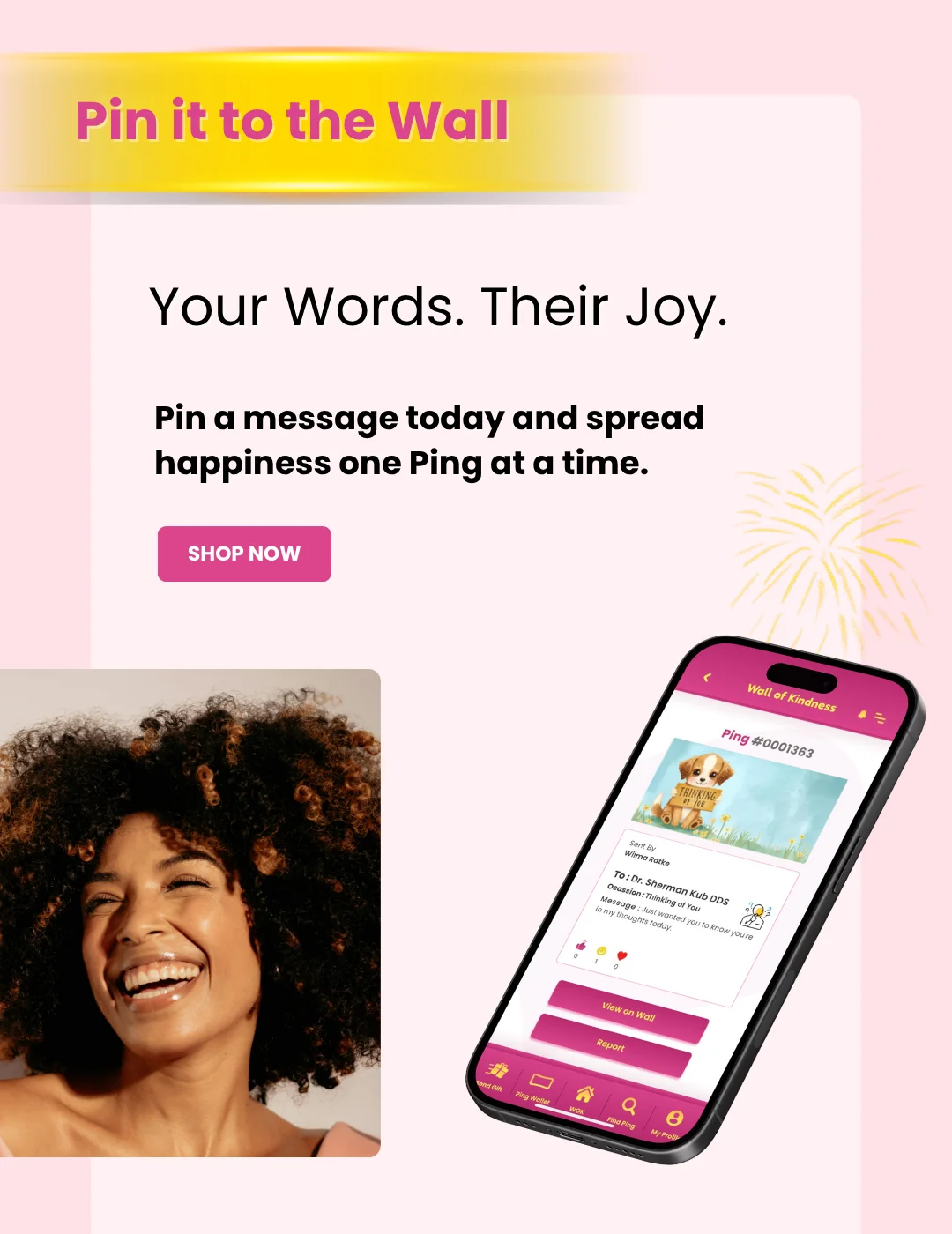 Wall of Kindness Pings Pin to Wall MB